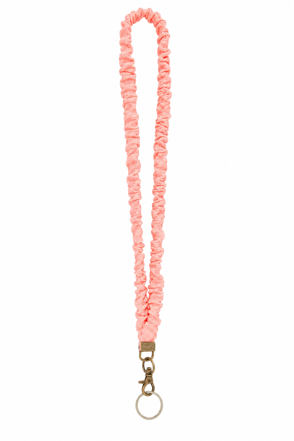 Coral Gingham Scrunchie Lanyard