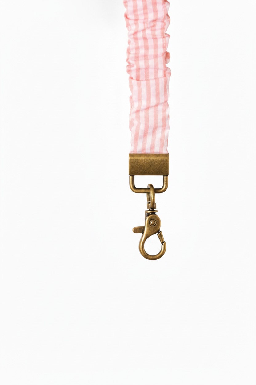 Coral Gingham Scrunchie Keychain